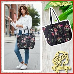 Vera Bradley NWOT - brown black floral fun lockable shopping tote / bag